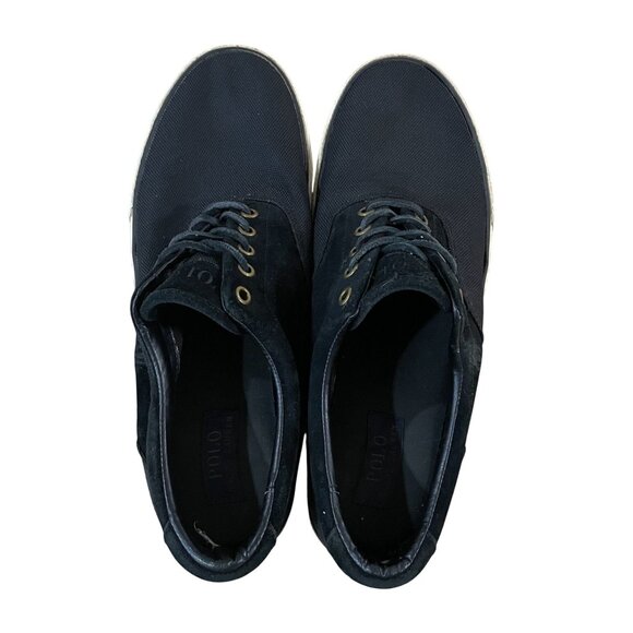 Polo Ralph Lauren Men's Vaughn Saddle Shoes Size Size 12 D Black Canvas & Suede - Picture 4 of 6